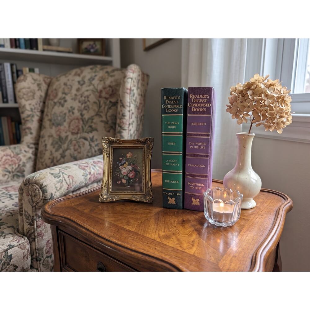 Vintage Reader's Digest Condensed Books 1990s Set, Green & Purple Decor